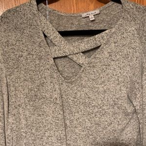 Grey Soft V Neck Top